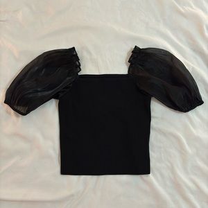 Black J.ING Puff Sleeved Top